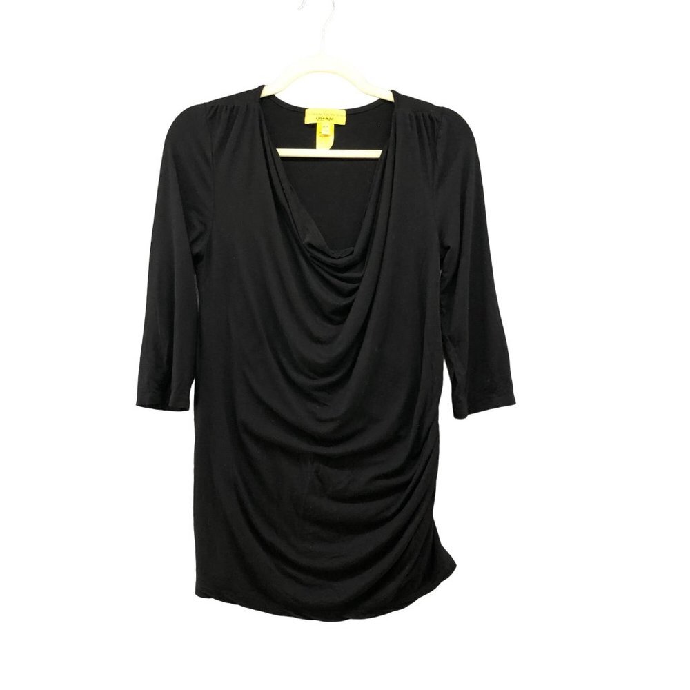 Catherine Malandrino Maternity T Shirt Womens M Black 3/4 Sleeve Drape Front